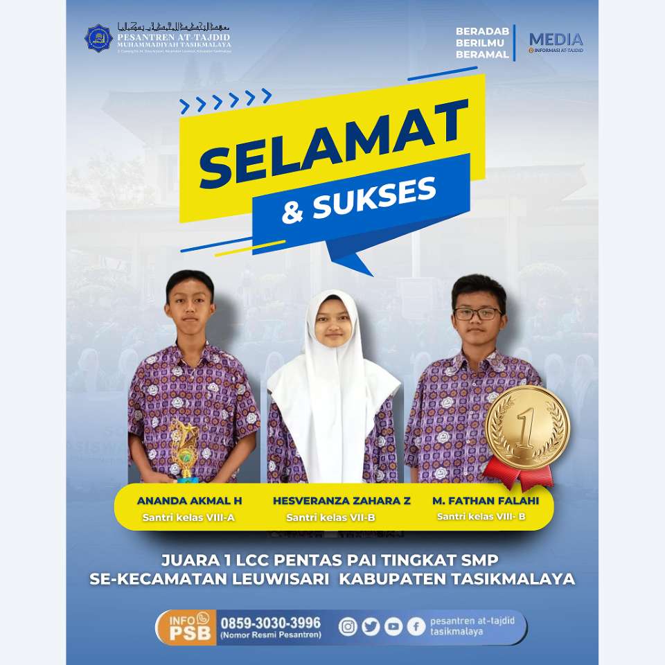 Juara 1 LCC – Ananda Akmal Hidayat, Muhammad Fathan Falahi, Hesveranza Zahara Zakia Mulya Assyifa